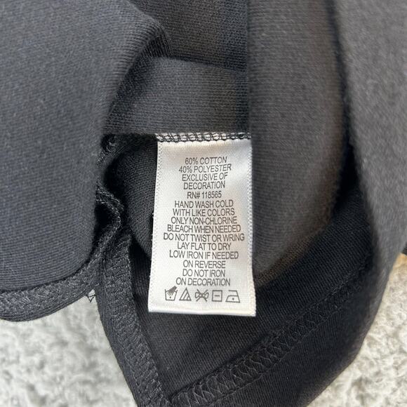 Quacker Factory Short Sleeve Pullover Shirt Black Blue Butterflies Size XS - Picture 3 of 8